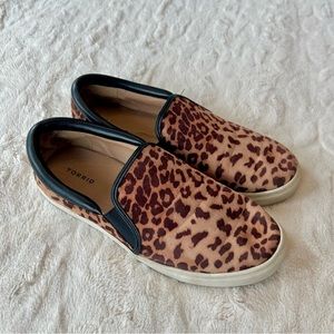 Torrid Slip On Sneaker Leopard Print Size 10W Wide Plus Shoes Fashion Sneaker